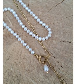 Perly a ocelový řetízek